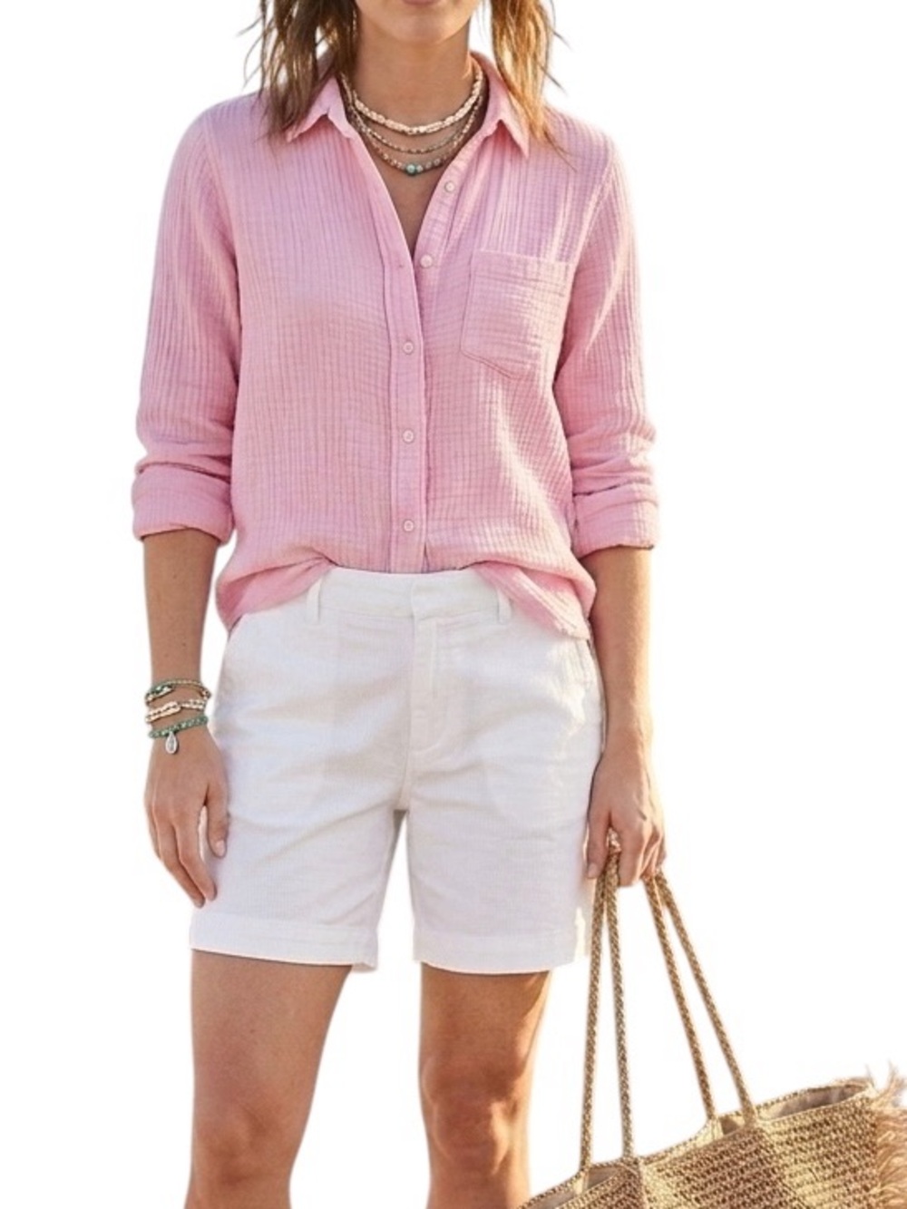 J.Crew Re-Imagined Pink Gauze Button-Up Size 2
